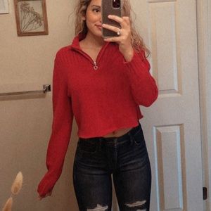 SOLD Red Crop Top Sweater